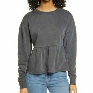 BP Gray Peplum Pullover Sweatshirt